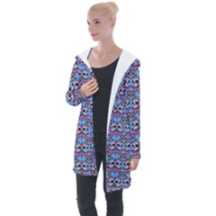 Colorful Sugar Skull Cat Pattern Longline Hooded Cardigan by ExtraGoodSauce