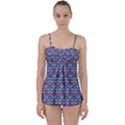 Colorful Sugar Skull Cat Pattern Babydoll Tankini Set View1