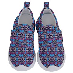 Colorful Sugar Skull Cat Pattern Kids  Velcro No Lace Shoes