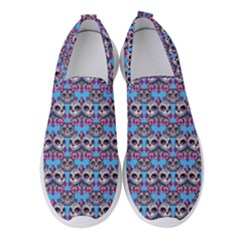 Colorful Sugar Skull Cat Pattern Women s Slip On Sneakers