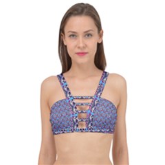 Colorful Sugar Skull Cat Pattern Cage Up Bikini Top by ExtraGoodSauce