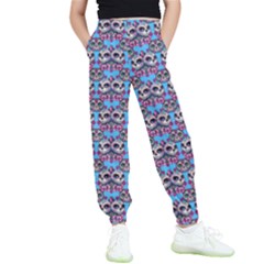 Colorful Sugar Skull Cat Pattern Kids  Joggers by ExtraGoodSauce