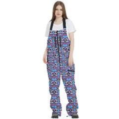 Colorful Sugar Skull Cat Pattern Women s Front Zip Ski And Snowboard Bib Pants by ExtraGoodSauce