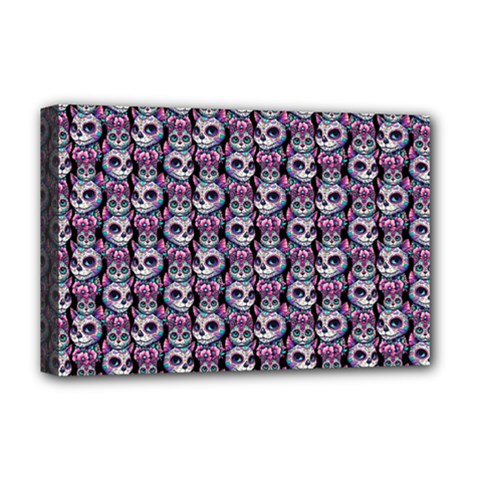 Sugar Skull Cat Pattern Deluxe Canvas 18  x 12  (Stretched)