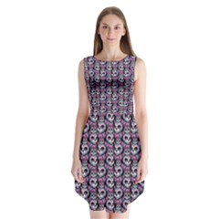 Sugar Skull Cat Pattern Sleeveless Chiffon Dress  