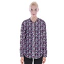 Sugar Skull Cat Pattern Womens Long Sleeve Shirt View1