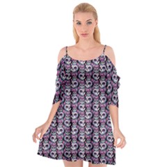 Sugar Skull Cat Pattern Cutout Spaghetti Strap Chiffon Dress