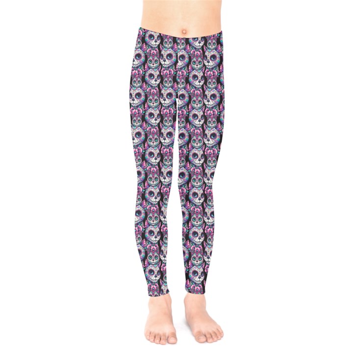 Sugar Skull Cat Pattern Kids  Leggings