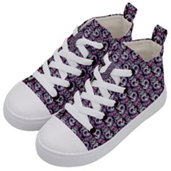 Sugar Skull Cat Pattern Kids  Mid-top Canvas Sneakers by ExtraGoodSauce