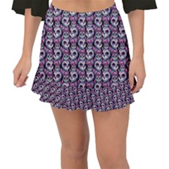 Sugar Skull Cat Pattern Fishtail Mini Chiffon Skirt by ExtraGoodSauce