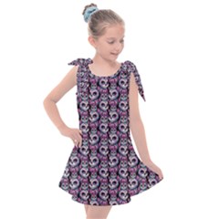 Sugar Skull Cat Pattern Kids  Tie Up Tunic Dress