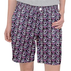 Sugar Skull Cat Pattern Women s Pocket Shorts by ExtraGoodSauce