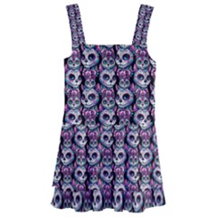 Sugar Skull Cat Pattern Kids  Layered Skirt Swimsuit