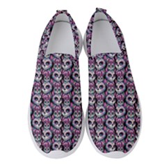 Sugar Skull Cat Pattern Women s Slip On Sneakers