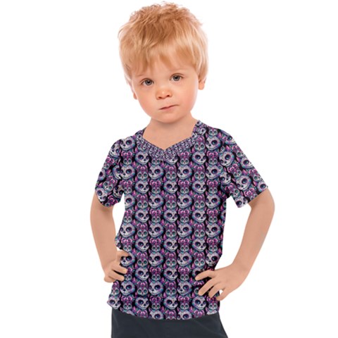 Sugar Skull Cat Pattern Kids  Sports T-shirt by ExtraGoodSauce