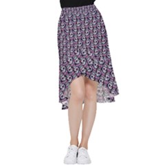 Sugar Skull Cat Pattern Frill Hi Low Chiffon Skirt by ExtraGoodSauce