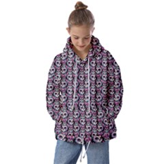 Sugar Skull Cat Pattern Kids  Oversized Hoodie by ExtraGoodSauce