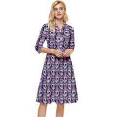 Sugar Skull Cat Pattern Classy Knee Length Dress by ExtraGoodSauce