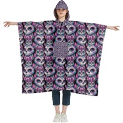 Sugar Skull Cat Pattern Women s Hooded Rain Ponchos by ExtraGoodSauce