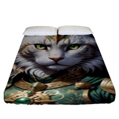 Epic Armored Cat Warrior Fitted Sheet (king Size) by ExtraGoodSauce