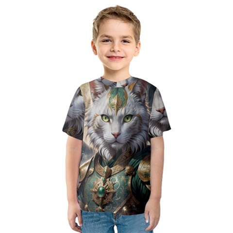 Epic Armored Cat Warrior Kids  Sport Mesh T-shirt by ExtraGoodSauce