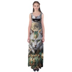 Epic Armored Cat Warrior Empire Waist Maxi Dress