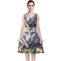 Epic Armored Cat Warrior V-Neck Midi Sleeveless Dress  View1