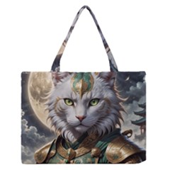 Epic Armored Cat Warrior Zipper Medium Tote Bag by ExtraGoodSauce