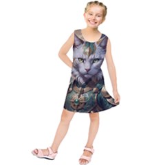 Epic Armored Cat Warrior Kids  Tunic Dress by ExtraGoodSauce