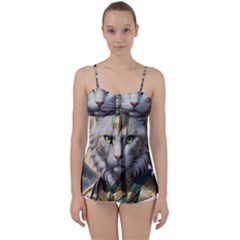 Epic Armored Cat Warrior Babydoll Tankini Top by ExtraGoodSauce