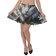 Epic Armored Cat Warrior Velvet Skater Skirt