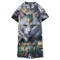 Epic Armored Cat Warrior Kids  Boyleg Half Suit Swimwear by ExtraGoodSauce