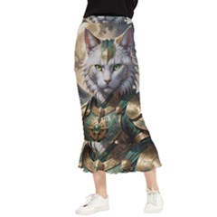 Epic Armored Cat Warrior Maxi Fishtail Chiffon Skirt by ExtraGoodSauce