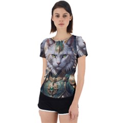 Epic Armored Cat Warrior Back Cut Out Sport T-shirt by ExtraGoodSauce