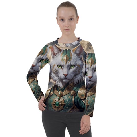 Epic Armored Cat Warrior Women s Long Sleeve Raglan T-shirt by ExtraGoodSauce