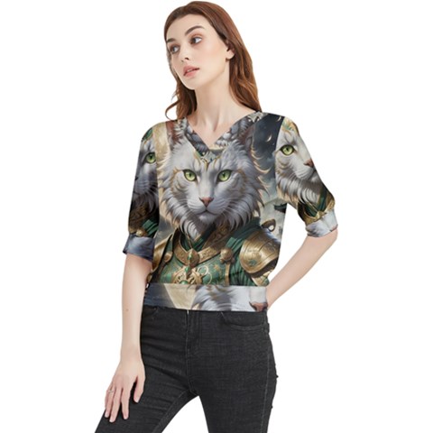 Epic Armored Cat Warrior Quarter Sleeve Blouse by ExtraGoodSauce