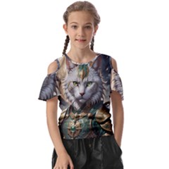 Epic Armored Cat Warrior Kids  Butterfly Cutout T-shirt by ExtraGoodSauce