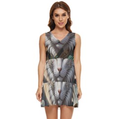 Epic Armored Cat Warrior Tiered Sleeveless Mini Dress