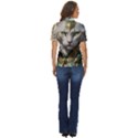 Epic Armored Cat Warrior Women s Short Sleeve Double Pocket Shirt View4