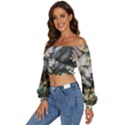 Epic Armored Cat Warrior Long Sleeve Crinkled Weave Crop Top View2