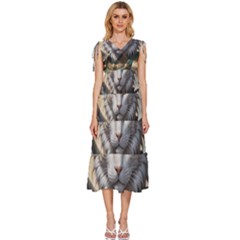 Epic Armored Cat Warrior V-neck Drawstring Shoulder Sleeveless Maxi Dress by ExtraAwesomeSauce