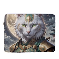 Epic Armored Cat Warrior 15  Vertical Laptop Sleeve Case With Pocket by ExtraGoodSauce