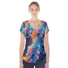 Cosmic Jellyfish Artwork Short Sleeve Front Detail Top by ExtraGoodSauce