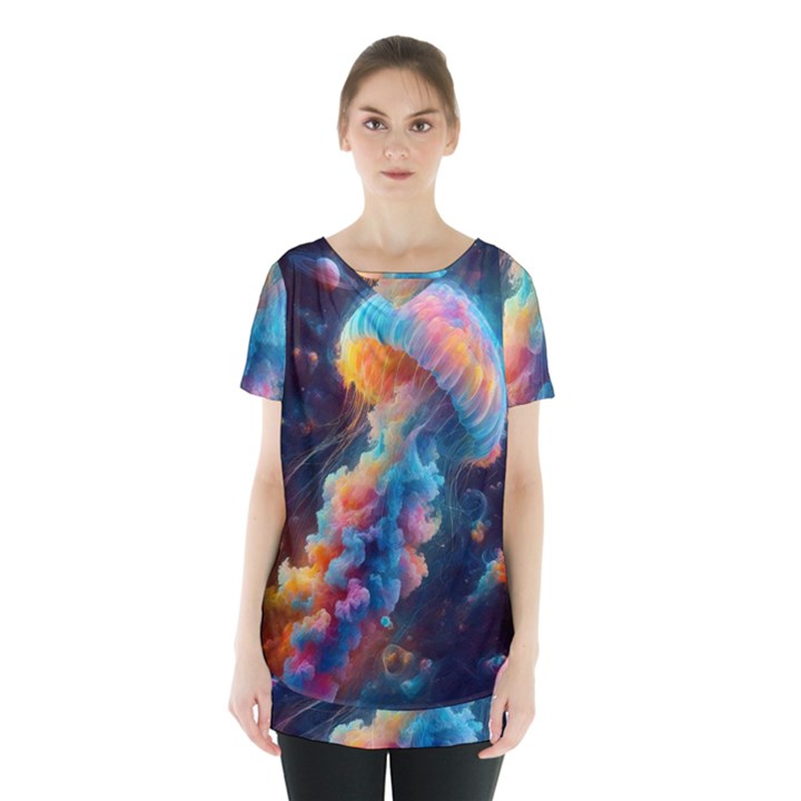 Cosmic Jellyfish Artwork Skirt Hem Sports Top