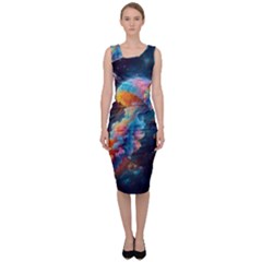 Cosmic Jellyfish Artwork Sleeveless Pencil Dress