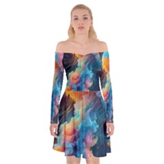 Cosmic Jellyfish Artwork Off Shoulder Skater Dress by ExtraAwesomeSauce