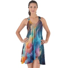 Cosmic Jellyfish Artwork Show Some Back Chiffon Dress by ExtraGoodSauce