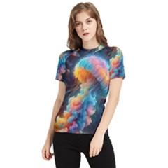 Cosmic Jellyfish Artwork Women s Short Sleeve Rash Guard by ExtraGoodSauce