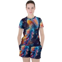 Cosmic Jellyfish Artwork Women s T-shirt And Shorts Set