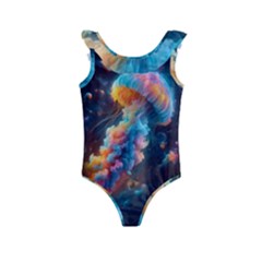 Cosmic Jellyfish Artwork Kids  Frill Swimsuit by ExtraGoodSauce